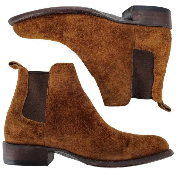 Tecovas The Chance Rust Brown Suede Urban Chelsea Boots Mens 9 Ankle Dress Shoes - Picture 9 of 15